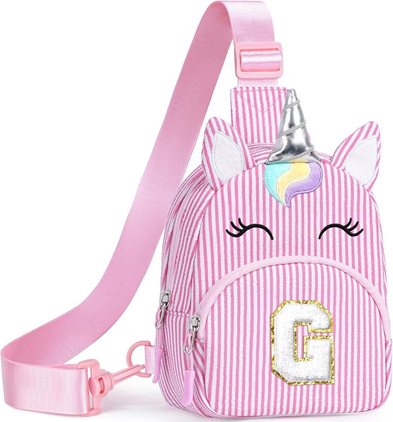 YOOLIFE Small Sling Bag, Initial Fanny Pack Purse Crossbody Bag, Pink (G) - Image 1